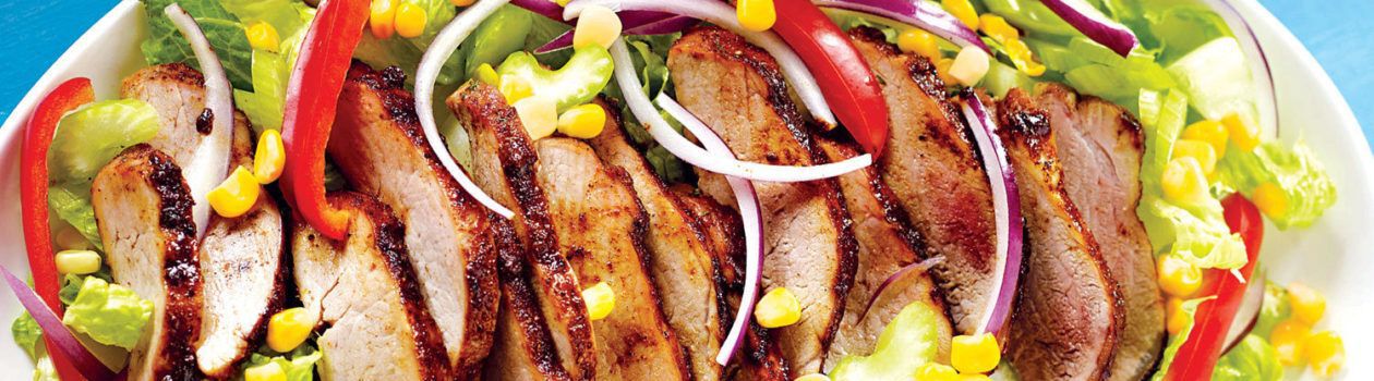 Southwestern Pork Tenderloin with Corn Salad cropped