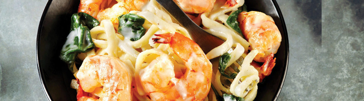 Alfredo Linguine with Shrimp & Spinach